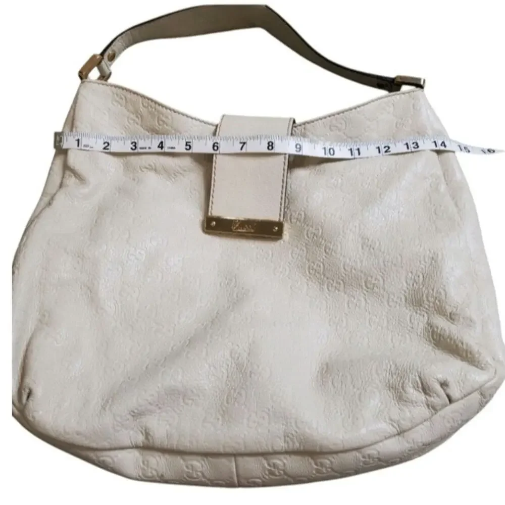 Gucci Guccissima Hobo Leather GG Monogram Off White Medium Bag